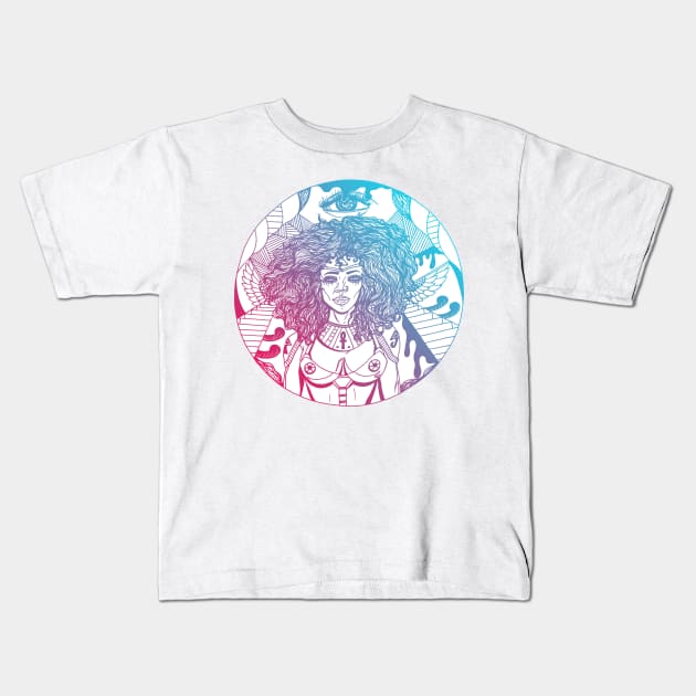 Dual Color Kemet Warrior Kids T-Shirt by kenallouis